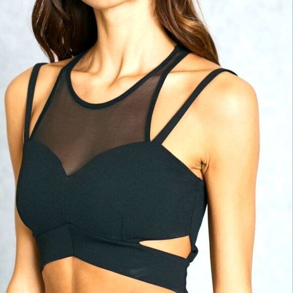 BRAND NEW SPORT BRA WITH LACE DESIGN ELASTANE LINE DESIGN - Picture 1 of 14